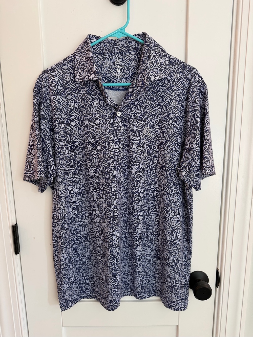 Rhoback Navy & White Printed Polo